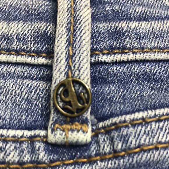 Driftwood Stef Embroidered Mini Denim Jean Raw Hem Skirt Size 24 - Picture 5 of 10